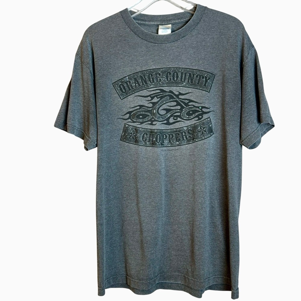 Vintage Orange County Choppers Y2K T-Shirt Size Large Gray Thin Cotton